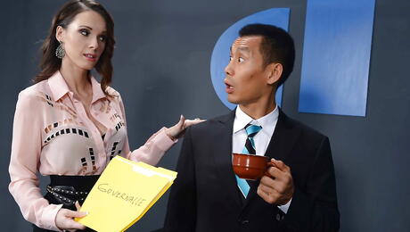 Charming czech milf Jennifer Dark hard fucked in pussy after sucking dick in office